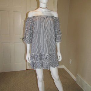 Ruffle tiered shift dress, off shoulder